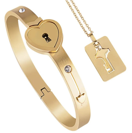 SET DE PULSERAS Y COLLAR CON CANDADO